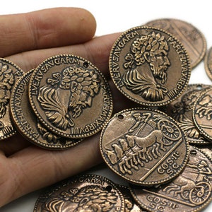 Römischer Kaiser Kaiser Ceasar Antike Kupfer Münzen, 35 mm Kupfer Anhänger, doppelseitige Charms, römische Anhänger, Caesar Münzen, RCCP