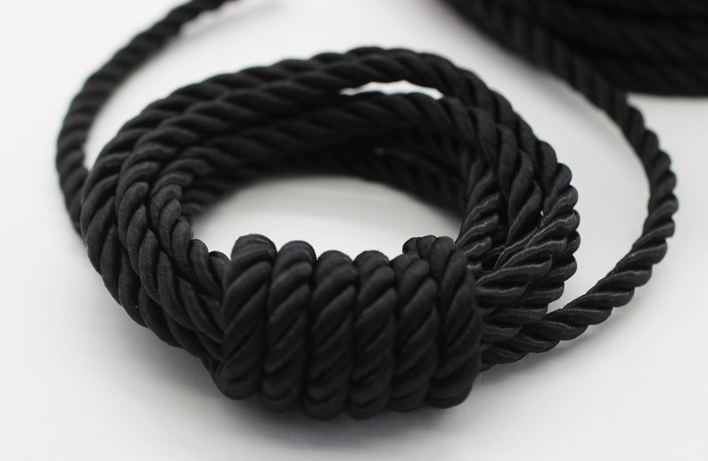 Black Rayon Rope 4 Mm 015 Inch Black Cord Twisted Braid - Etsy