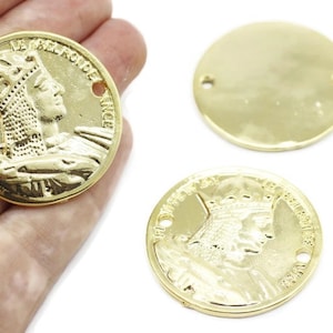 Byzantium Coin Pendant, Shiny Gold Pendant, Gold Roman charm, Roman Pendants, Medallion Pendant, Coins, Roman coins, Gold Coin charm, BYZC