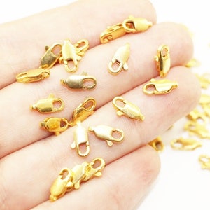 Gold Plated Lobster clasps, 13x5 mm clasps, Claw Clasp, Gold Clasps, Bracelet clasps, Clasp finding, Necklace clasps, chain link