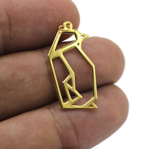 Origami Penguin Gold Plated 925 Sterling Silver Necklace | Silver Penguin Charm | Dainty Silver Necklace |Penguin Earrings |Penguin Figurine