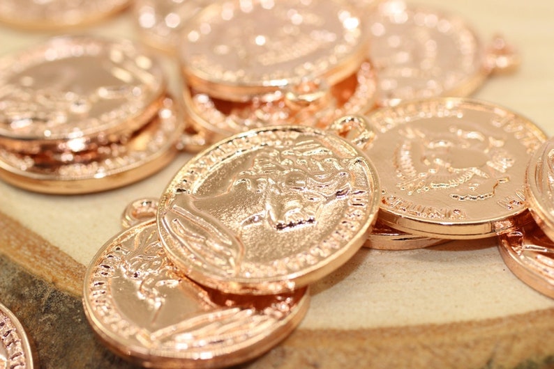 Rose Gold Plated Elizabeth Coins 22x27 Mm Rose Gold Pendant - Etsy
