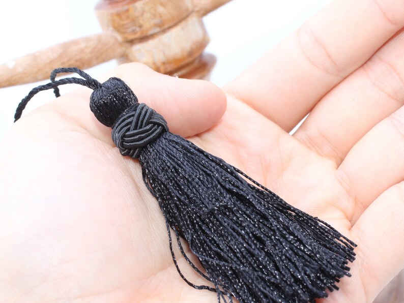 Black Thread Tassels, 80mm Thick Tassels, tassel for jewelry, je