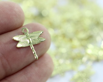 Brass Dragonfly Charms 15mm, Gold Tone Dragonfly Brass Charms, insect charms, animal charms, jewelry making, findings,