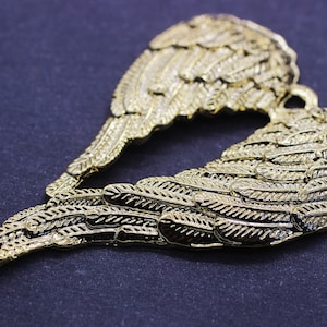 Shiny Gold Guardian Angel Wing Charm, 46x68mm Wing charms, Angel Necklace, Christmas Religious Sympathy 3D Necklaces, Best Seller, ANGL