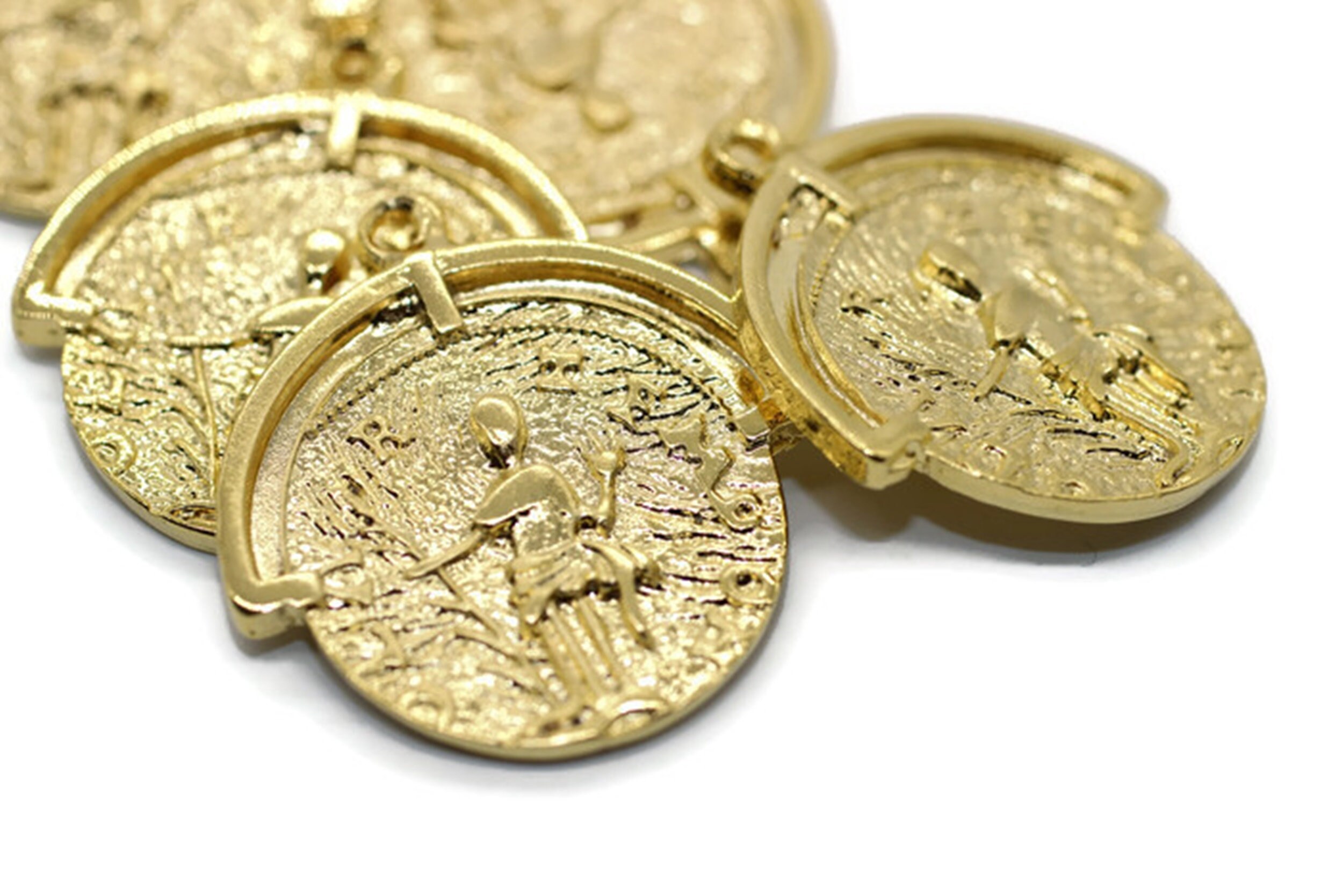 24 K Shiny Gold Coin Pendant 28x30mm 