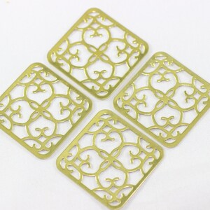 Raw Brass Filigree Connectors, Square Filigree Bases, 27 mm Middle Eastern Style Brass Links, link connector, Square connector, SQCR