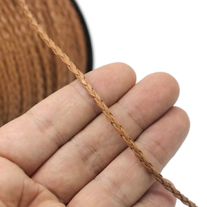 Cordón de cuero trenzado de 3 mm, cordones de joyería marrón, cordones de pulsera, pulsera de fabricación, cordones de collar, tanga para collar, hilo de cuerda,
