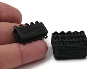 Matt Black 5 Strand Multi clasps, Multi Strand Necklace Clasps, Brazil Bracelet clasps, Loop Connector, Cord End leather clasps, MHH5
