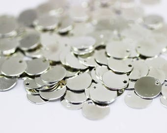 10 mm Silver Plated Tiny Round Charms, 10 mm One Hole Connectors, Round Stamping Discs, Stamping Blanks, Stamping Tags, SPDS
