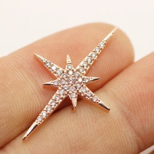 Cz north star charms, cz jewelry, micro pave star, north star pendant, cz pendant, north star necklace, pave north star, star charm, ZRNS