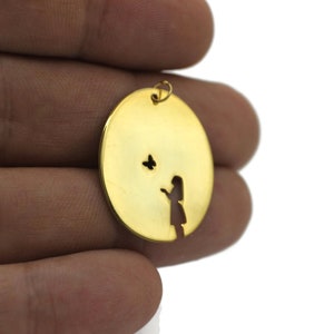 Girl With Butterfly Gold Plated Necklace 925 Sterling Silver | Personalized Gift | Dainty Necklace | Butterfly Necklace | Birthday Necklace