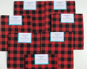 Fat Quarter Fabric. Buffalo Check. Red & Black. 18" x 21". 100% Cotton. Perfect for Masks, Quilting, etc.