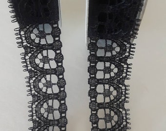 Black Lace Trim. Venice Lace 1/2 inch. x 3 Yards Roll. Black Lace for Garments. Black Trim. 100 % Nylon. Black Entredeux. Sewing Trim Lace.