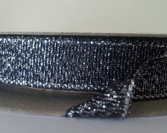 Black & Silver Shimmer Ribbon. 3/8" x 5 Yards Roll. Gorgeous Glittering Ribbon.MADE IN USA. Sewing Projects, Bows, Scrapbooking, Crafts.
