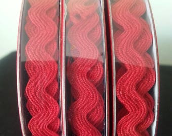 Red Ric Rac. 1/5 in x 9 ft. Roll. Zig Zag Ribbon Roll. Sewing Embellishments, Red Trim.