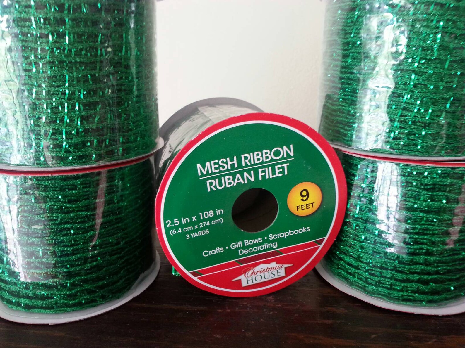 Green Mesh Ribbon 2.5 in x 9 ft Roll. Green Glitter Brilliant Etsy