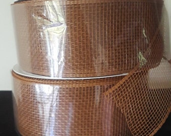 Brown Floral Mesh Ribbon. 2.5 in x 25 yards Roll. Poly Deco mesh. Seasonal  Wreath Mesh. Fall Wreath Mesh Ribbon. Floral Ribbon Decor Crafts