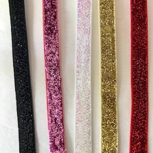 Glitter Velvet Ribbon. 200 Yard Roll, 3/8 Wide. Bulk Ribbon. Metallic Pink, White, Black Gold and Red. Sewing, Hair, Crafts,Bows Ribbon image 2