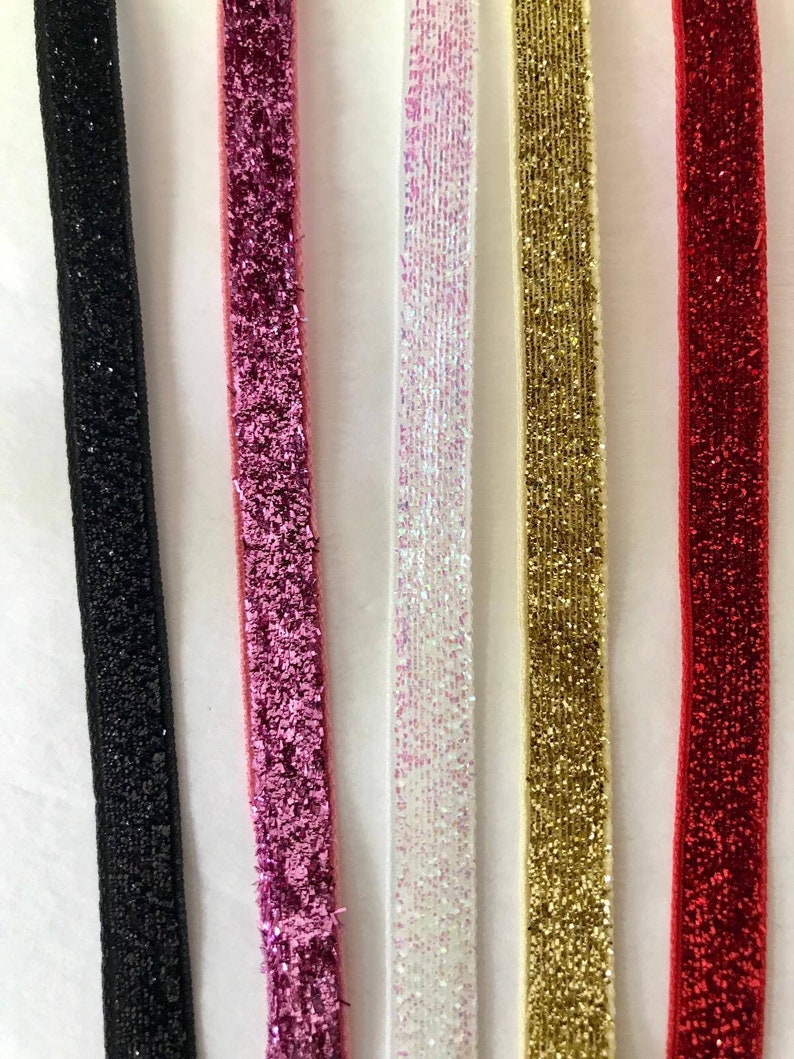 Glitter Velvet Ribbon. 200 Yard Roll, 3/8 Wide. Bulk Ribbon. Metallic Pink, White, Black Gold and Red. Sewing, Hair, Crafts,Bows Ribbon image 2