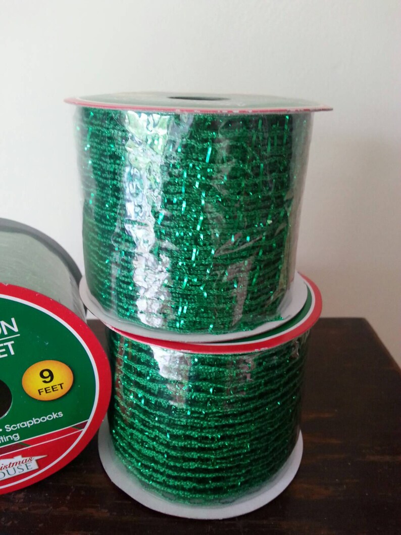 Green Mesh Ribbon 2.5 in x 9 ft Roll. Green Glitter Brilliant Etsy