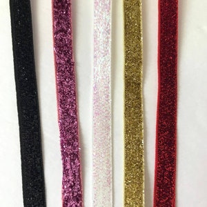 Glitter Velvet Ribbon. 200 Yard Roll, 3/8 Wide. Bulk Ribbon. Metallic Pink, White, Black Gold and Red. Sewing, Hair, Crafts,Bows Ribbon image 4