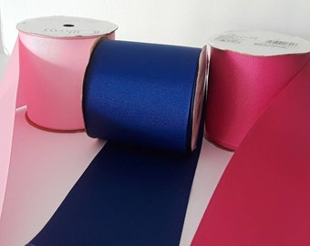 Grosgrain Ribbon. 3 in x 9 Ft. Roll. Hot Pink. Pink & Blue. Cheer Ribbon. Sewing Ribbon. 3 Inches Solid Grosgrain Roll. Cheerleader Bows.