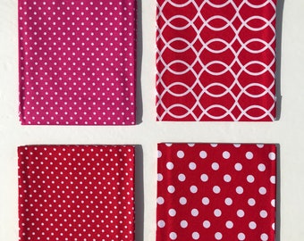 Fat Quarter Fabric. Red Patterns Cotton Fabric. Quilting Fabric. Perfect Size for Masks. 18" x 21". 100% Cotton