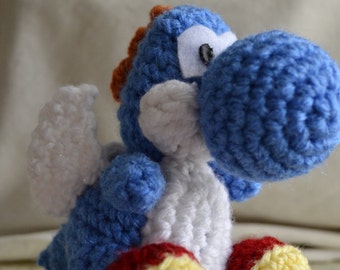 Blue Winged Yarn Yoshi amigurumi plushie