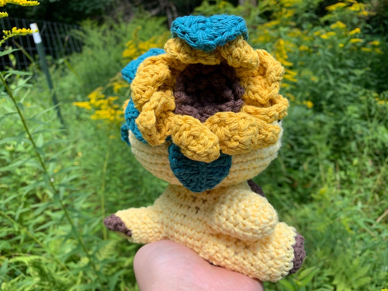 Sunflower Axolotl Crochet Amigurumi Plushie image 4