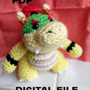 PDF CROCHET PATTERN Yoshi&#39;s Woolly World Baby Bowser/ Bowser Jr.