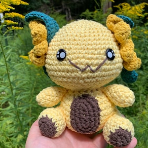 Sunflower Axolotl Crochet Amigurumi Plushie image 1