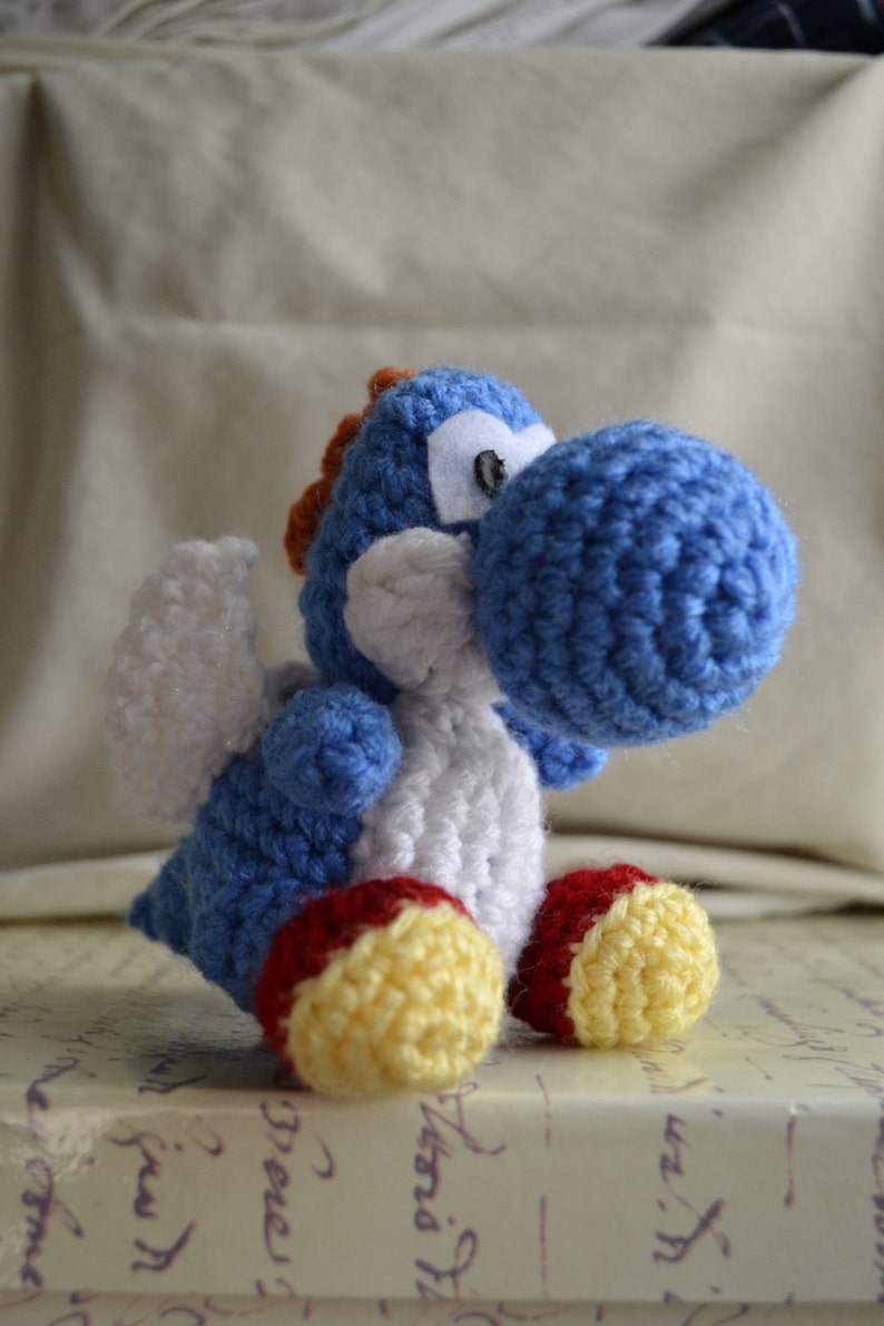 Blue Winged Yarn Yoshi Amigurumi Plushie Etsy