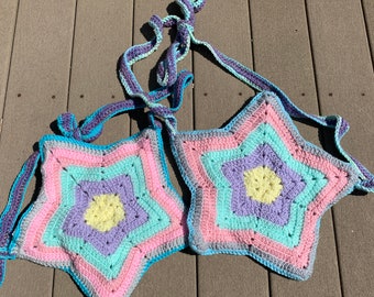 Y2K Pastel Star Zipper Bag (lined)