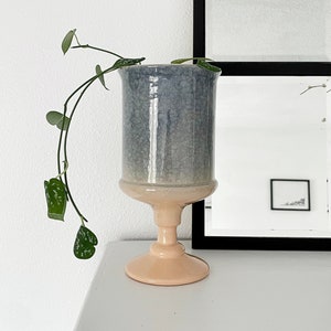 Vintage Haeger Mauve Agate Round Pedestal Planter Pot or Vase - Pink & Blue Glazed Ceramic, Royal Haeger