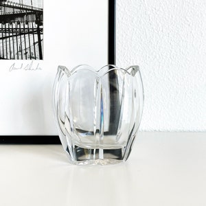 Vintage Rogaska Cut Crystal Oval Vase with Scalloped Edges, Small Flower Shaped Vase
