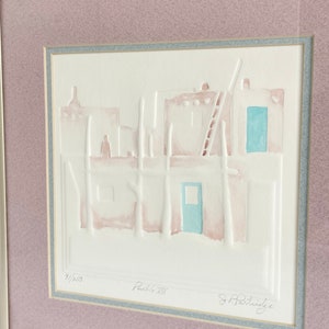 J.R. Partridge Pueblo 3-d Cast Paper Sculpture, Signed & Numbered Edition Vintage Original Artwork, Matted and Framed 画像 2