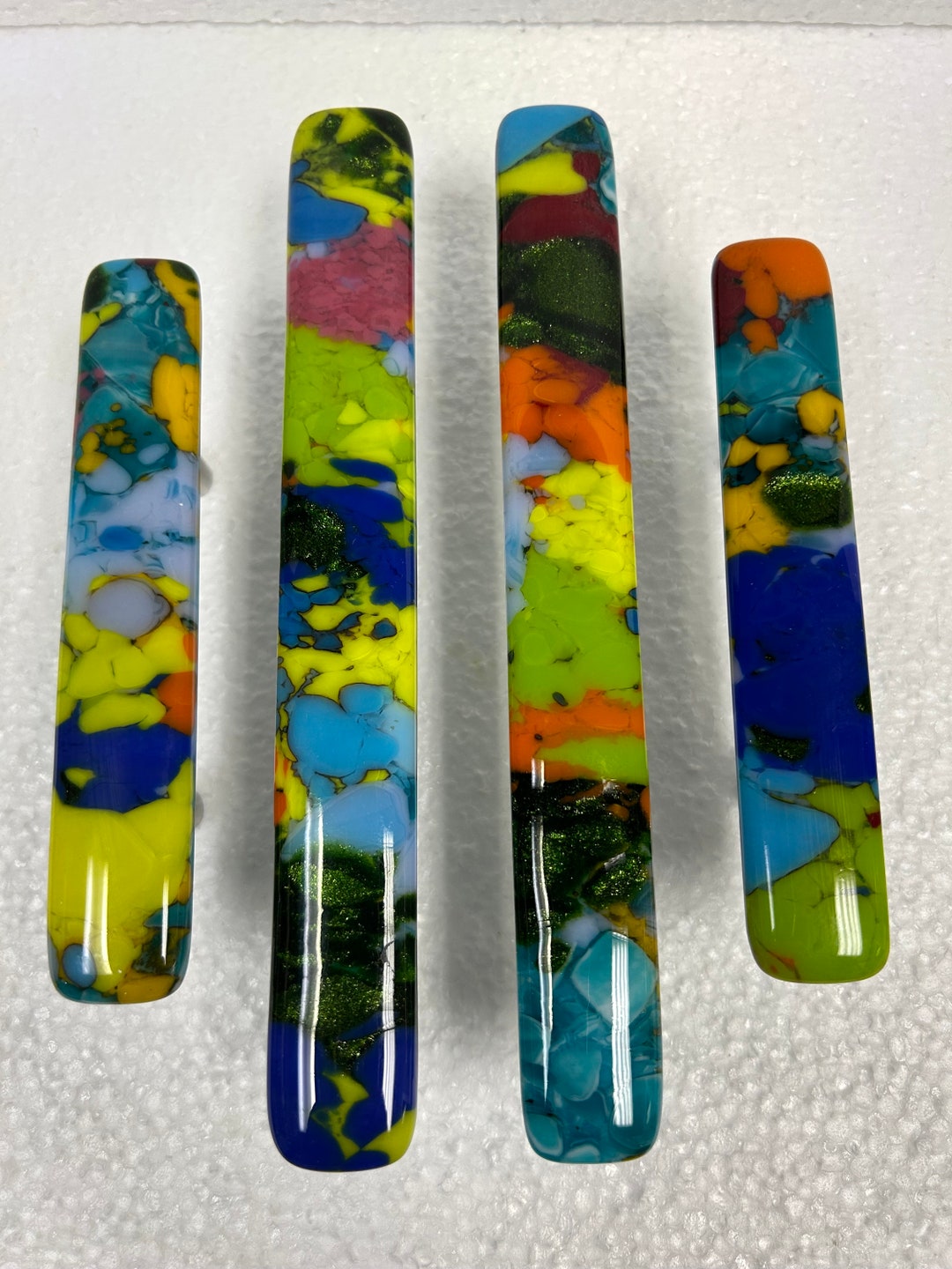 Colorful Cast Fused Glass Cabinet Pulls and Knobs - Etsy
