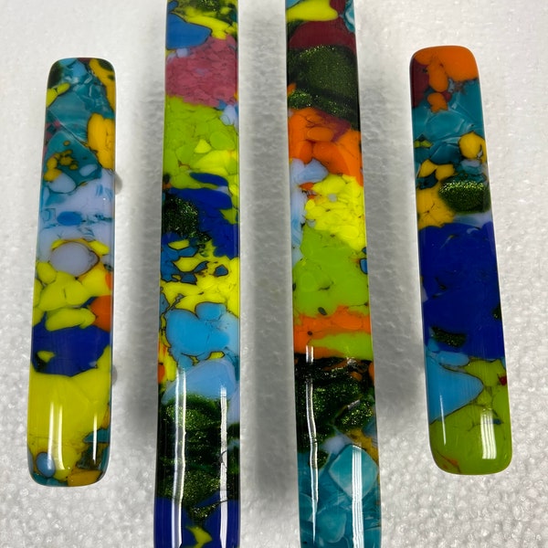 Colorful Cast Fused Glass Cabinet Pulls and Knobs