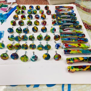 Colorful Cast Fused Glass Cabinet Pulls and Knobs