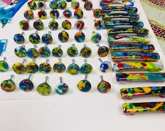 Colorful Cast Fused Glass Cabinet Pulls and Knobs