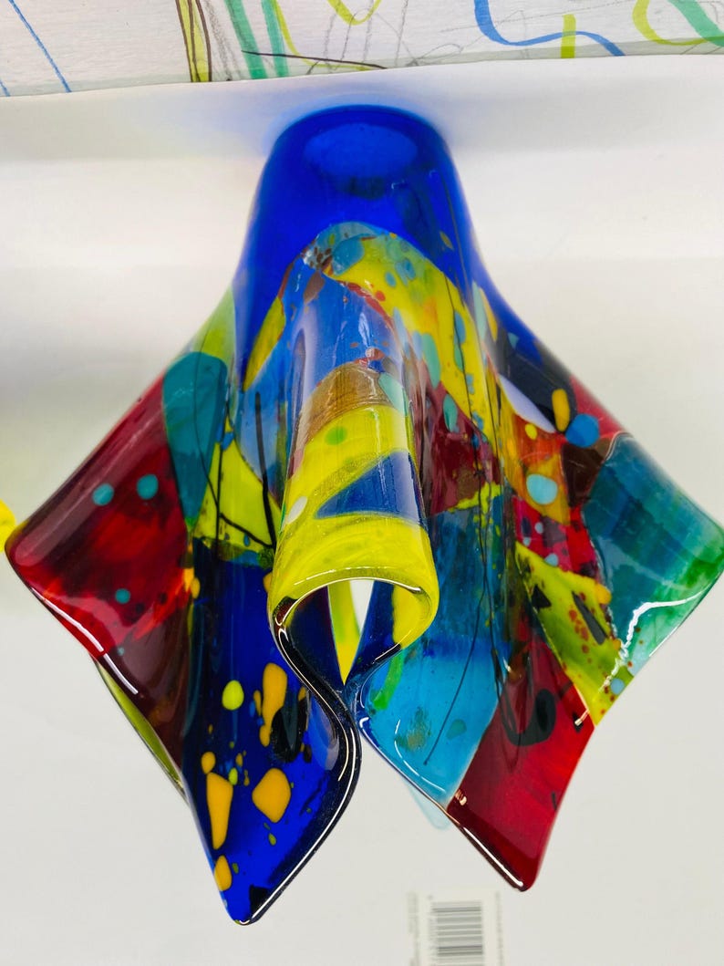 Colorful fused glass pendant light bild 1
