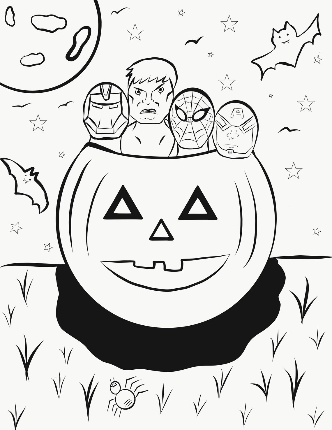 Halloween Avengers Coloring Page Printable Artwork PDF Any | Etsy