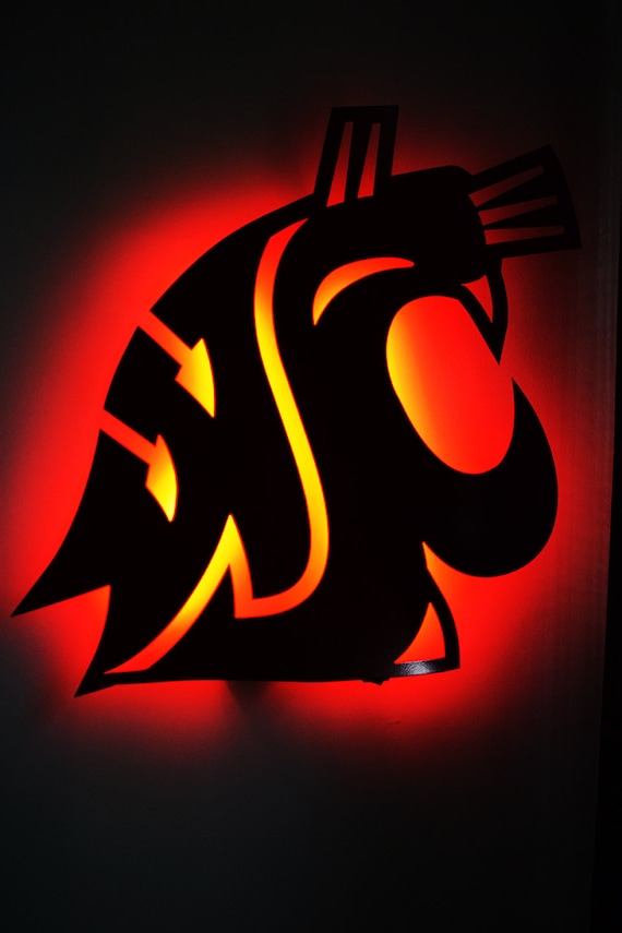 Washington State Cougars Logo LED Backlit Floating Metal ...