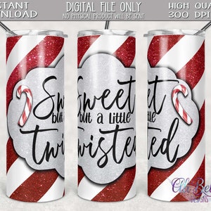 20 once di tumbler magro Sublimation Design Download / Dolce ma un po 'contorto / Candy Cane / Digital / PNG / Christmas Tumbler