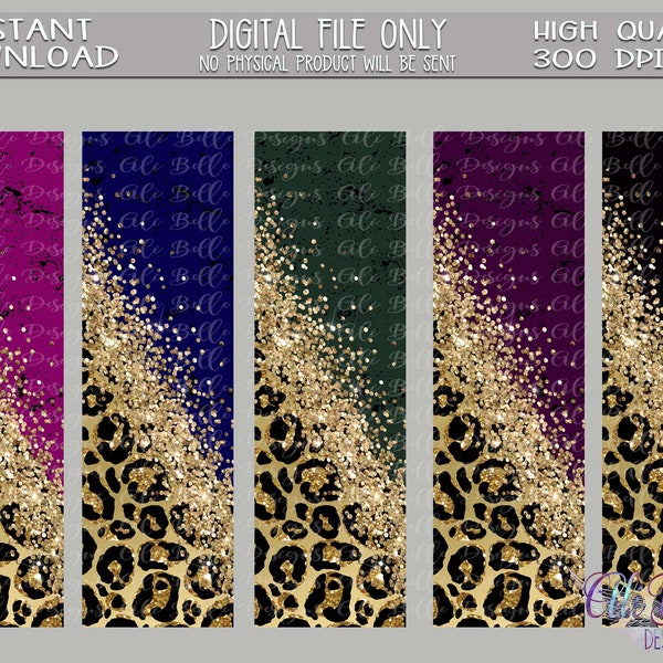 Pen Wrap File Set| Leopard Pen Wrap Set| Gold Glitter| Rich Colors| Black| Green| Blue| Fushia| Deep Purple