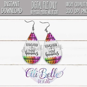 Erzieher von Mini-Menschen Ohrringe Sublimation Design| Aparecium Designs| Ohrringe| Sublimation PNG| Lehrer Ohrringe| Lehrer Crayon