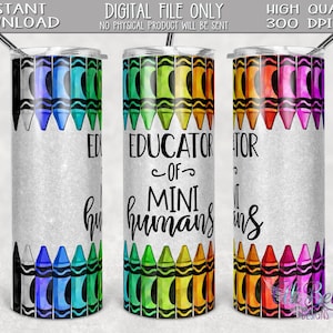 20 Unzen dünne Becher Design | 20 Oz dünne Becher Vorlage Sublimation | Erzieher oder Mini-Menschen | Lehrer | Sublimation Design herunterladen