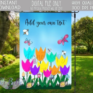 Omas Gartenfahne | Blumengarten-Flagge | Personalisierte Gartenflagge| Hand gezeichnet| Fügen Sie Ihren eigenen Text hinzu| Nur digitale Datei| Nana| Memaw| Maw