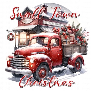 Vintage Small Town Christmas PNG, Vintage Christmas PNG, Vintage Truck, Christmas Tree, small town christmas sublimation design, Trending